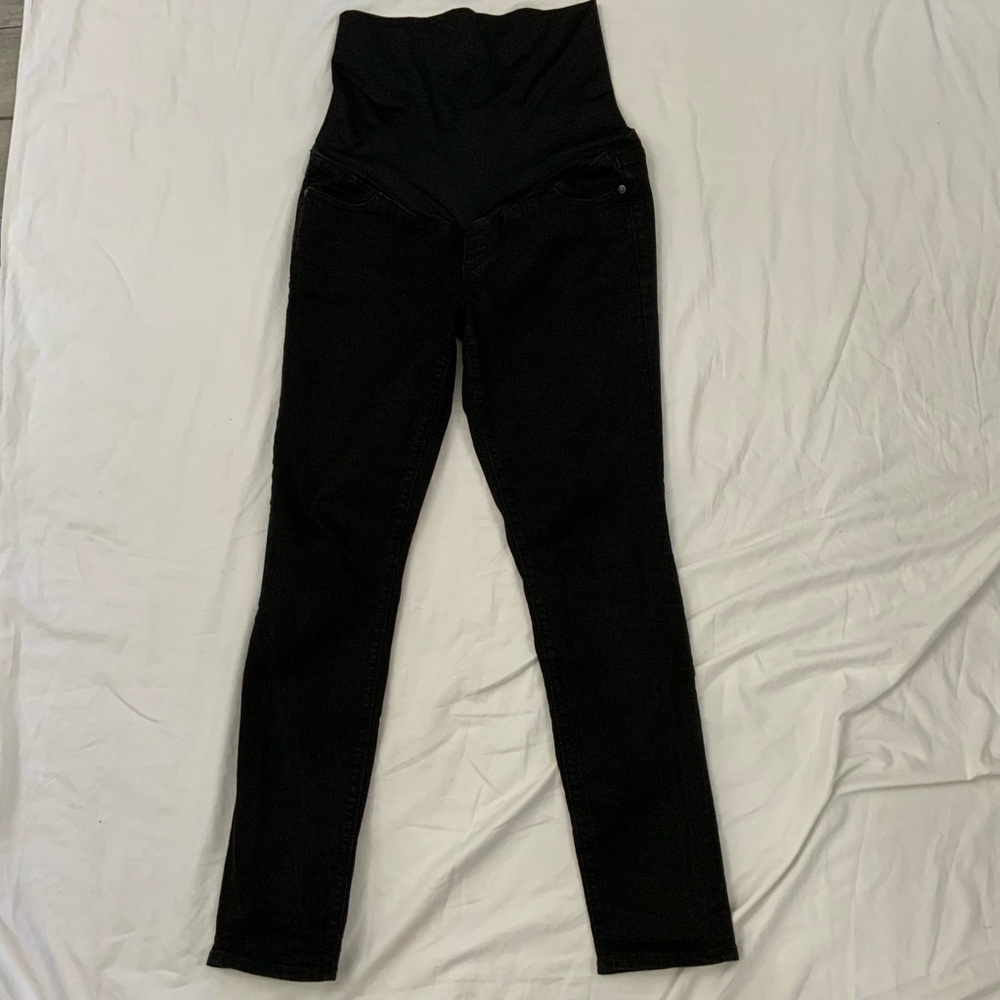 LOFT Maternity Jeans Skinny Dark Wash Stretch Full Panel Black Size 4M - Picture 10 of 11
